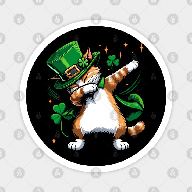 St. Patrick's Dabbing Ginger Cat Tee | Festive Irish Kitty Apparel Magnet by Kicosh